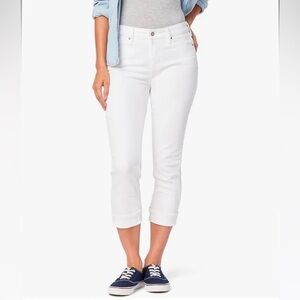 White jean cropped jeans with cuff, size 8